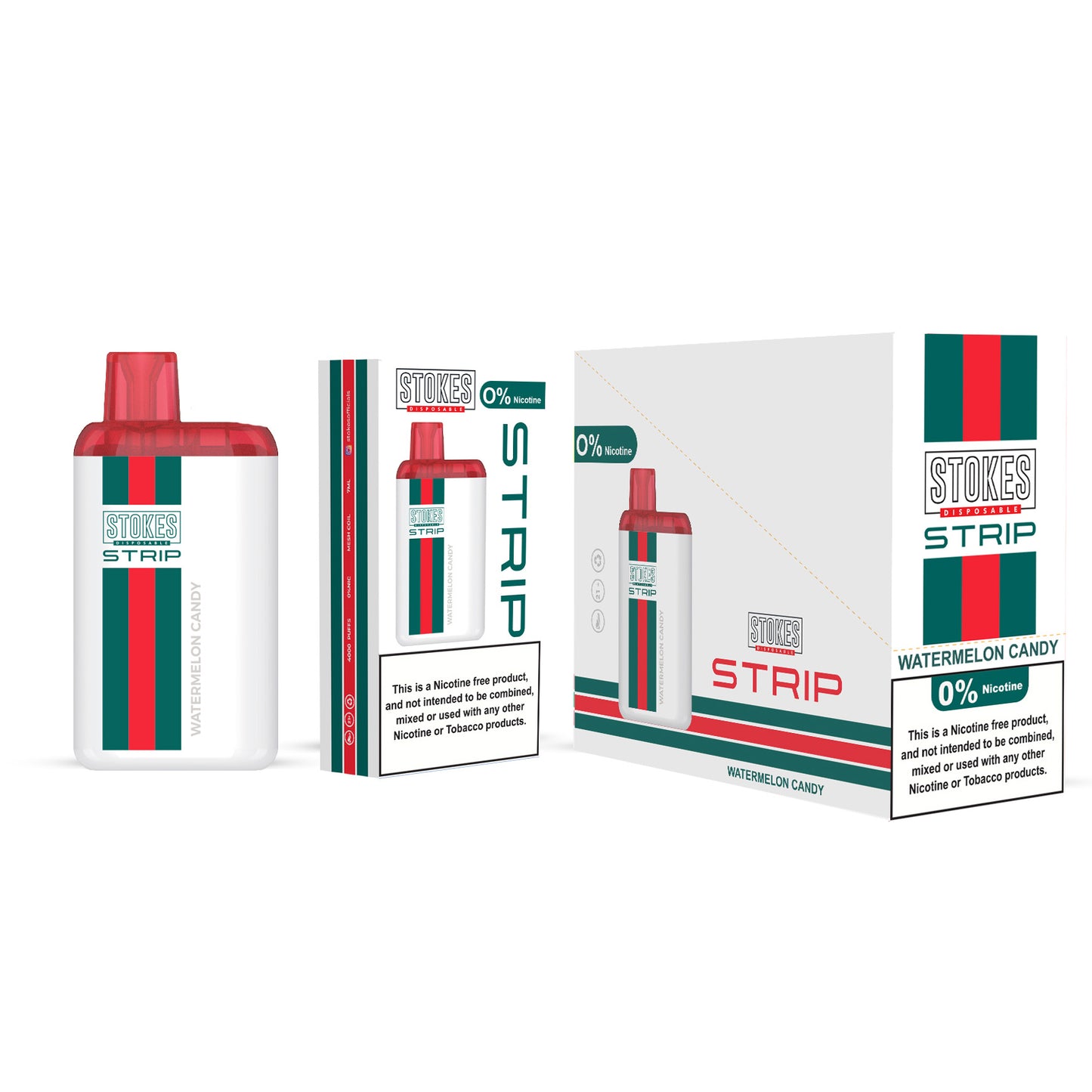 STOKES Strip - 0% Nic. (Disposable Device) - 4000 puffs - Watermelon Candy