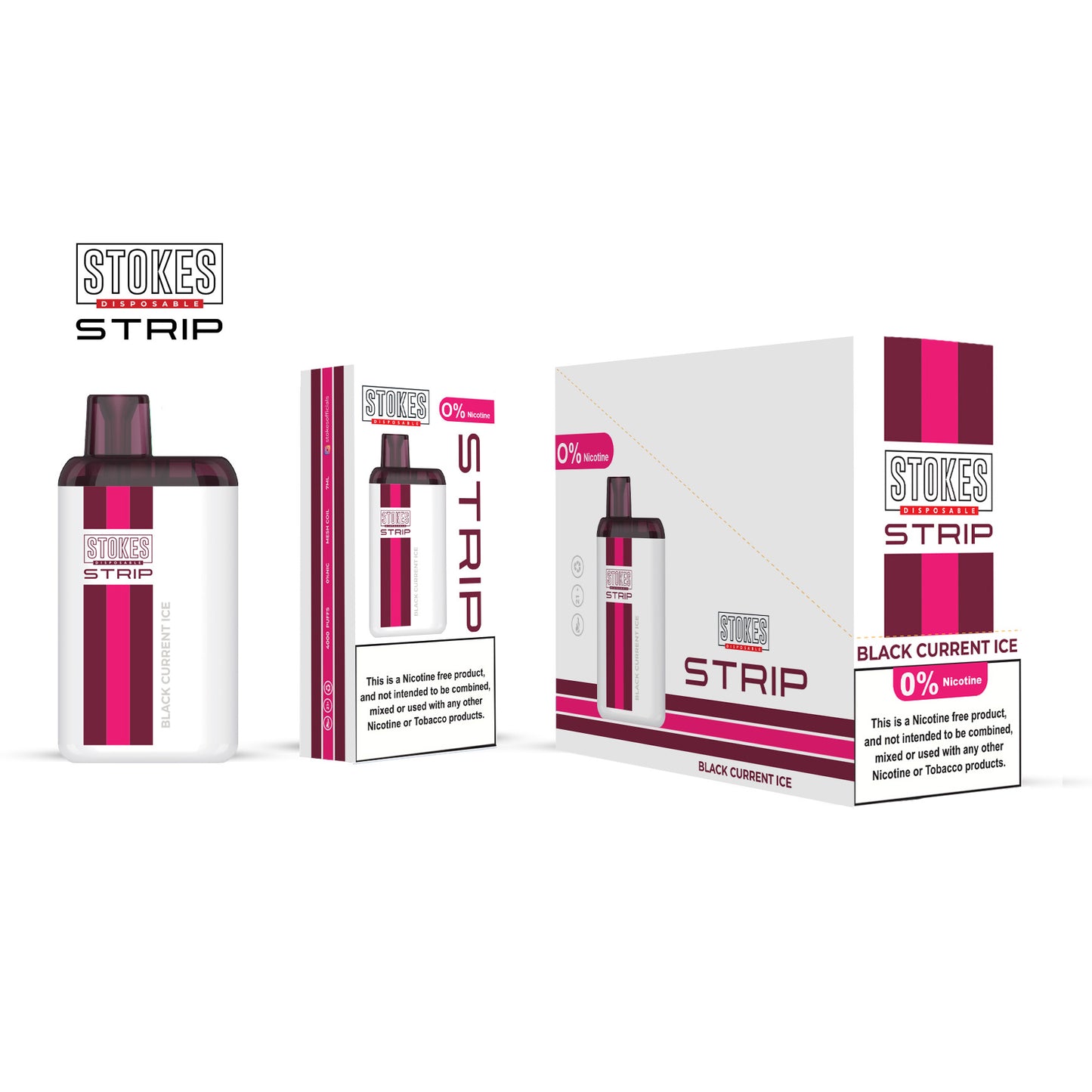 STOKES Strip - 0% Nic. (Disposable Device) -  4000 puffs - Black Current Ice