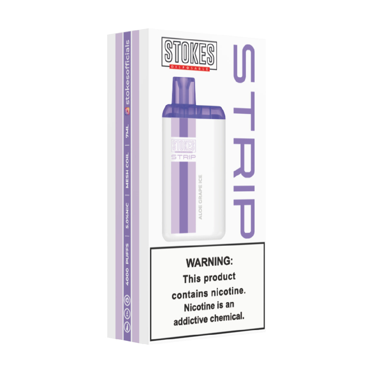 STOKES Strip - 5% Nic. (Disposable Device) - 4000 Puffs - Aloe Grape Ice