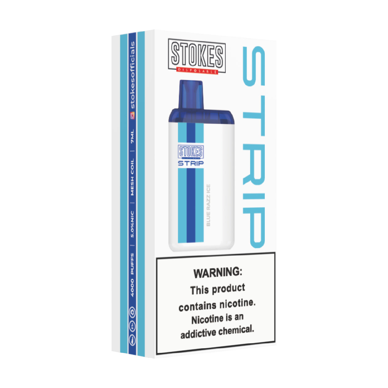 STOKES Strip - 5% Nic. (Disposable Device) - 4000 Puffs - Blue Razz Ice