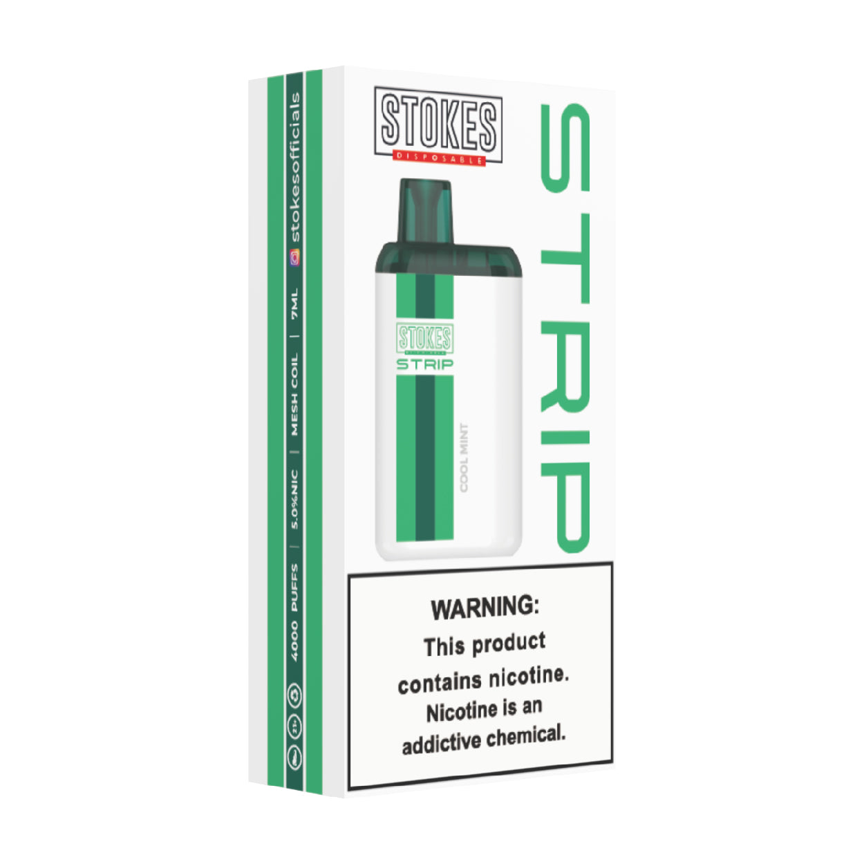 STOKES Strip - 5% Nic. (Disposable Device) - 4000 Puffs - Cool Mint