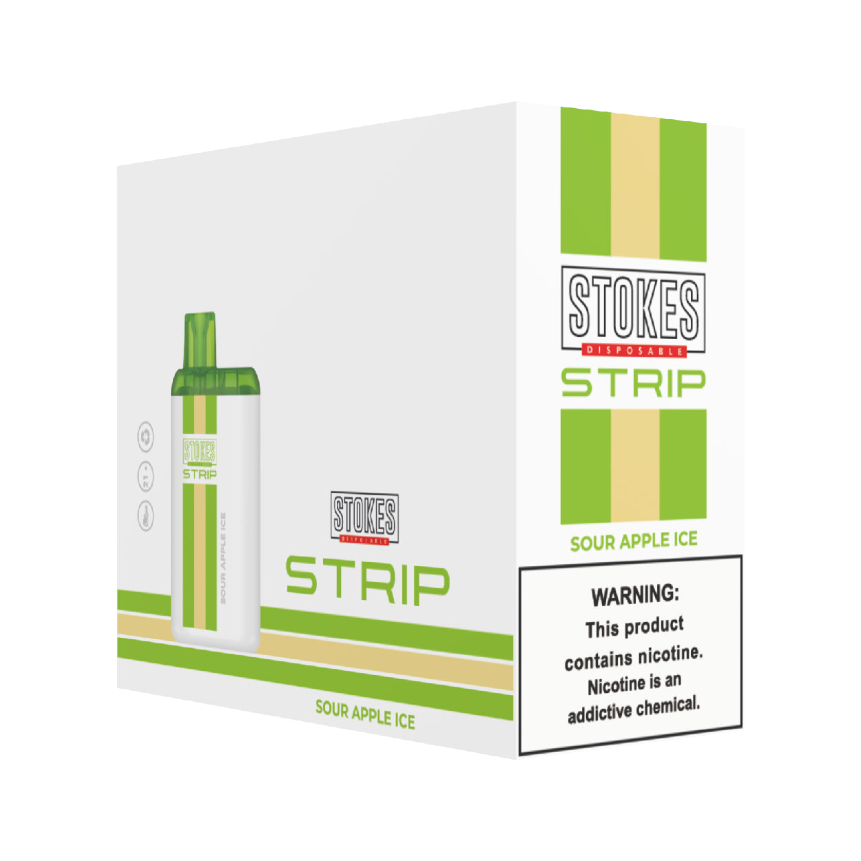 STOKES Strip - 5% Nic. (Disposable Device) - 4000 Puffs - Sour Apple Ice