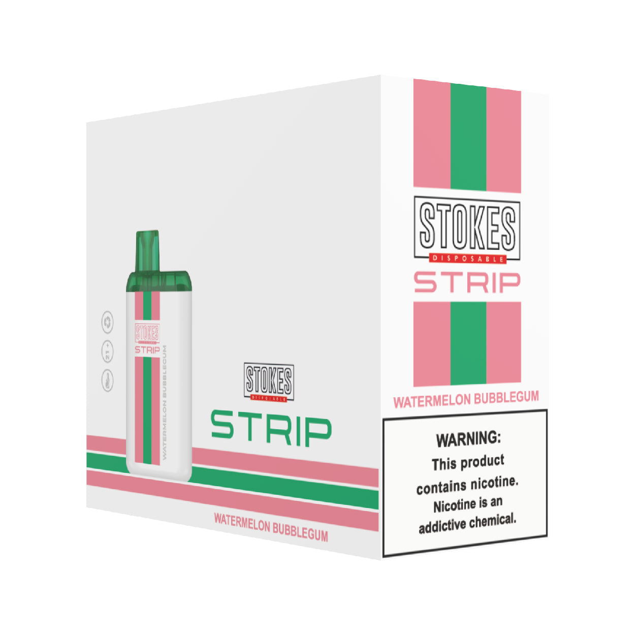 STOKES Strip - 5% Nic. (Disposable Device) - 4000 puffs - Watermelon Bubble Gum