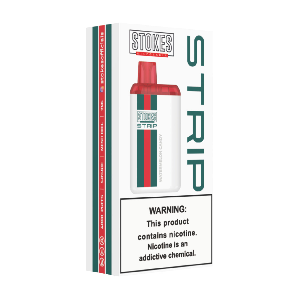 STOKES Strip - 5% Nic. (Disposable Device) - 4000 Puffs - Watermelon Candy