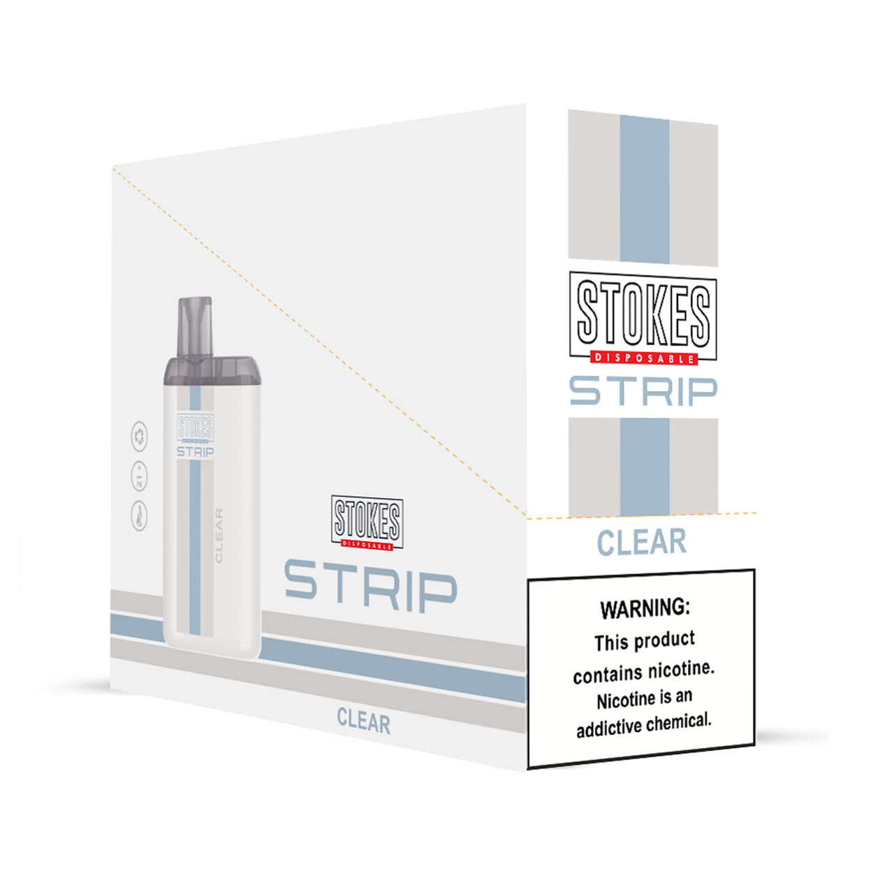 STOKES Strip - 5% Nic. (Disposable Device) - 4000 puffs - Clear